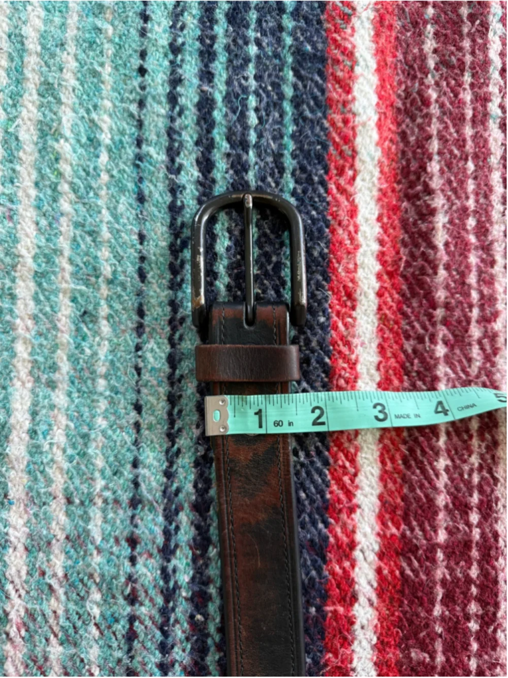 Vintage Black over Brown Leather Belt 42.5”